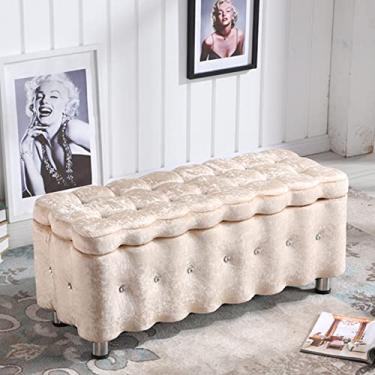 Imagem de Banqueta de armazenamento retangular com tampa articulada, banco de sofá para sala de estar, quarto, cama, cama, banco para sala de estar, banco para troca de sapatos, 40 x 40 x 60 cm