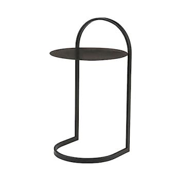 Imagem de ZABEES Mesas de canto sofá em forma de C mesa lateral mesa de sofá com moldura de metal pequena mesa de centro para sofá, quarto, sala de estar, escritório