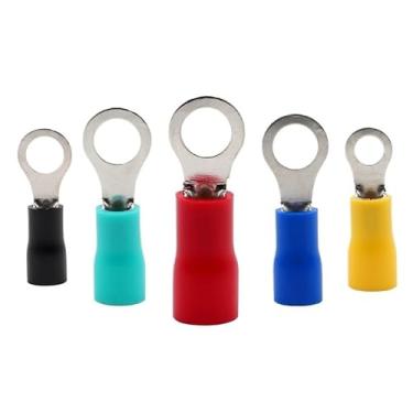 Imagem de Conector de fio elétrico terminal de crimpagem de anel isolado série RV3.5 50 peças para cabo 14-12 AWG 2,5-4 mm (preto 50 peças, RV3,5-4)