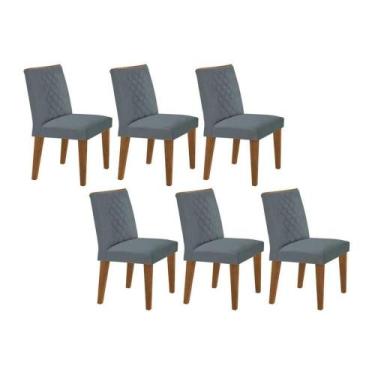 Imagem de Kit 6 Cadeiras Sala Jantar Jade 6 Un Capuccino/Suede Grafite - Rufato