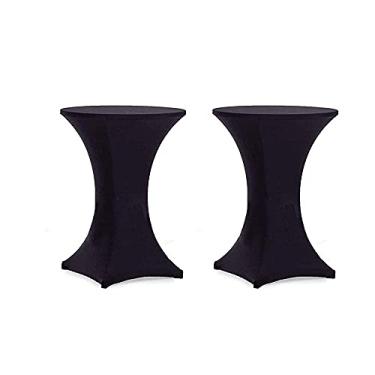 Imagem de Yahpetes Capa de cadeira, 2 peças, toalha de mesa redonda de elastano e lycra para bar, casamento, coquetel (preta, 56 x 89 cm)