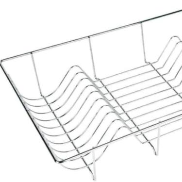 Imagem de Escorredor de Louça Aramado, Ferro Cromado, 48x31x9 cm, 18 Pratos, Design Compacto, 300g