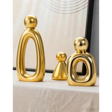 Imagem de Joogour Família abstrata de 3 estatuetas esculturas modernas - decoração minimalista para suporte de TV, estante de livros, sala de estar | Detalhes decorativos e ideias de presentes como bugigangas