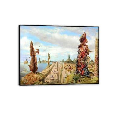 Imagem de Pôster Max Ernst The Stolen Mirror Reproduções de Pinturas Famosas Surrealismo Arte de Parede Tela Max Ernst Decoração de Parede para Presentes de Sala de Estar 80 x 60 cm (32 x 24 polegadas) Moldura