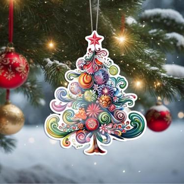 Imagem de Enfeites de Natal, árvore de cristal, enfeites de árvore de Natal feitos à mão, decoração de carro e casa - presentes de Natal, decoração de artesanato em acrílico, ideias de troca de presentes para