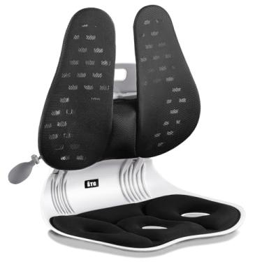 Imagem de ZZWS Suporte ergonômico para as costas para cadeira de escritório, corretor de postura dobrável para mulheres, para boa correção de postura, suporte lombar para assento de chão, perfeito para casa