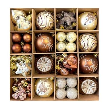 Imagem de Badiman Conjunto de 64 bolas de Natal, enfeites, centros de mesa e pingentes para pendurar na árvore de Natal, para uso interno e externo, Style E