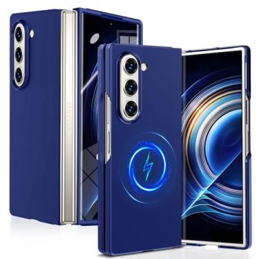 Imagem de MIDIIUGCT Capa para Samsung Galaxy Z Fold7 - Anel magnético embutido, pronto para carregamento sem fio, capa rígida de policarbonato fino com proteção contra choque, [azul escuro] MUS-CXPC-01-02