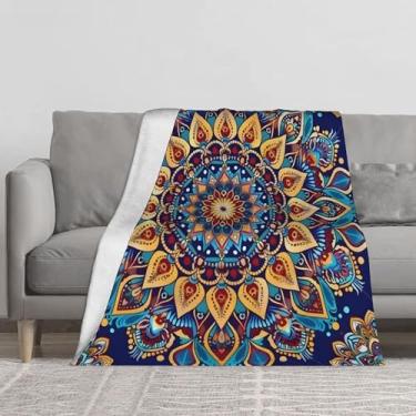 Imagem de Cobertor macio e leve aconchegante mandala étnica colorida cobertores para decoração de casa presentes de festival para mulheres e homens, cobertor de flanela felpudo para cama, sofá, acampamento e