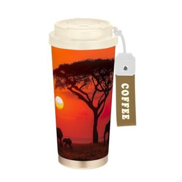 Imagem de Blueangle Caneca de café isolada para viagem família elefante - copo de aço inoxidável à prova de derramamento e vazamento para acampamento e ar livre, garrafa de água reutilizável de 592 ml com tampa