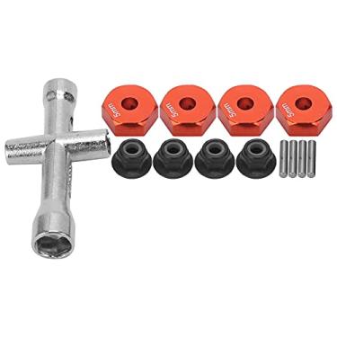 Imagem de SIWOTED 12mm Roda 5mm Espessura Hex Adaptador Cruz chave M4 Conjunto de porca antiderrapante para carro 1/10 RC (Vermelha)