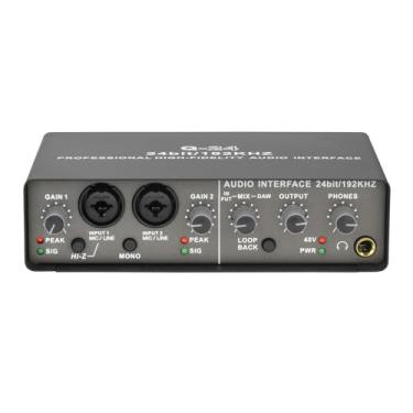 Imagem de Luocute Interface de áudio USB, Placa de Som XLR TRS Phantom Power de 2 Canais Com 24 Bits 192 KHz para Gravação, Interfaces de áudio de Gravação de Computador, Streaming e Podcasting