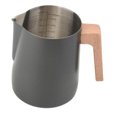 Imagem de ＫＬＫＣＭＳ Jarra para espumar leite, jarra para vaporizar leite, peças para máquina de café expresso com marcações, cafeteira de 600ml, ferramenta para latte, Preto