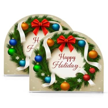 Imagem de Wassud Porta-guardanapos de acrílico para guirlanda de Natal, dispensador de guardanapo de papel moderno em forma de U para mesa, cozinha, sala de jantar, bancada 2 peças (comporta 50-60 guardanapos)