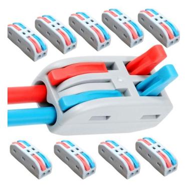 Imagem de Jogo 10 Conector De Fio Eletrico 2 Vias 32a 250v Borne Duplo - Ellofor