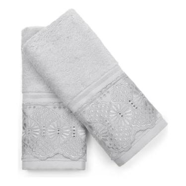 Imagem de Kit 2 Toalhas De Lavabo Social Roma Egípcio 30x50cm Cor Prata 600