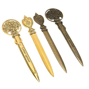 Imagem de Acouto Abridores de Cartas retrô Leves Em Liga de Zinco - Conjunto de Facas de Correio Ergonômicas Elegantes de 4 Unidades, Ferramenta Abridora de Envelopes Compacta e Segura para Casa e Uso