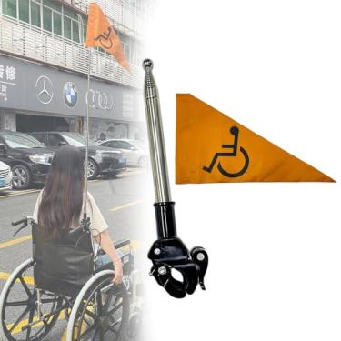 Imagem de Bandeira de cadeiras de rodas para idosos para scooters e acessórios de segurança, 1,2 m de comprimento, dobrável (laranja)