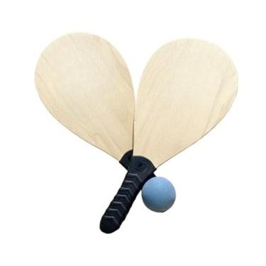 Imagem de Kit Jogo Frescobol Tênis De Praia 2 Raquetes Madeira + Bola(kit raquete frescobol e bola)