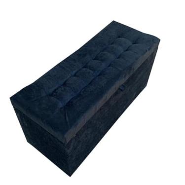 Imagem de Banqueta Decorativa Com EspaçO De Armazenamento - FáCil Acesso(Preto Suede,Pés em PVC)