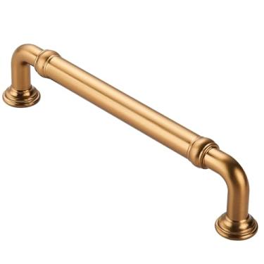 Imagem de Dazzleeta Pacote com 10 puxadores de armário de bronze champanhe, puxadores de armário dourados, 3 3/4 polegadas vintage puxadores de gaveta para armário de cozinha