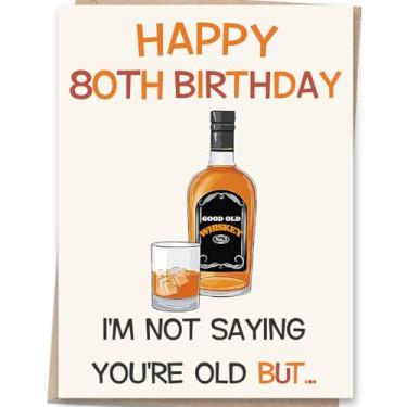 Imagem de Mcduldul Cartões engraçados de aniversário de 80 anos para homens e mulheres | Decoração de feliz aniversário de 80 anos para ele, ela, avô, pai, marido, irmão