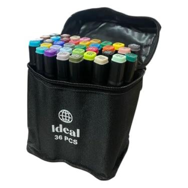 Imagem de Ideal Estojo com 36 Canetas Hidrográficas de Colorir, Pontas Macias, Tinta Vibrante, com Estojo Resistente, 36 Cores, 16x13x8 cm