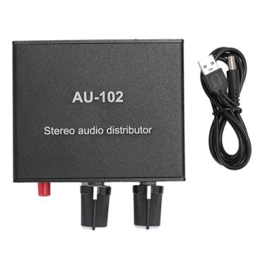 Imagem de Akozon Amplificador de Som Estéreo de 2 Canais de 3,5 Mm Com Controle de Volume Independente - Pré-amplificador e Distribuidor de Som para Fones de Ouvido, Alto-falantes e Dispositivos de áudio