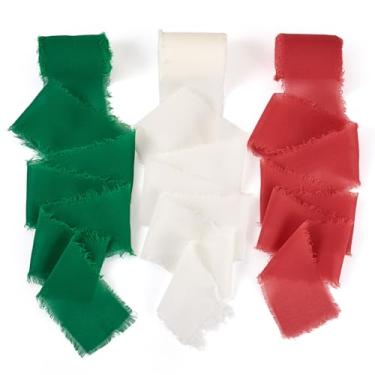 Imagem de KISSITTY 3 rolos de 15 jardas fitas de borda desgastada feitas à mão fitas decorativas de poliéster macio para artesanato 4 cm de largura para embrulho de presentes casamento buquês de flores de noiva