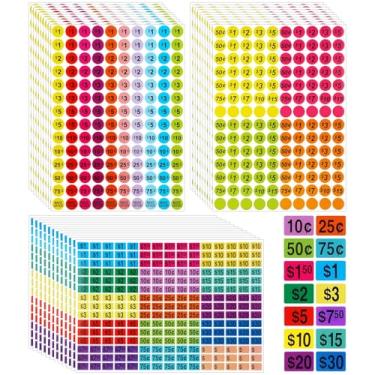 Imagem de YGAOHF Adesivos de preço de venda de garagem 5.500 peças - Etiquetas de preço pré-impressas retangulares de 0,8 polegadas e retangulares de 0,7 polegadas para vendas de quintal, feiras de pulgas