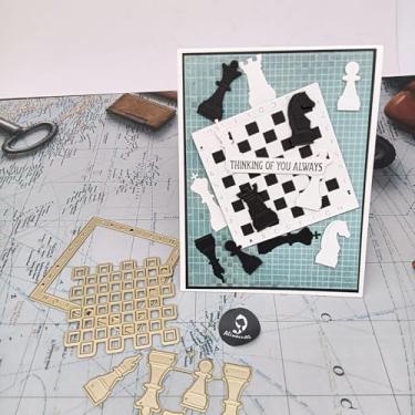 Imagem de Alinacutle 1 peça de molde de corte de metal para fazer cartões feitos à mão, álbum de recortes, presente de papel, decoração de férias, modelo feito à mão - alinacutle (corte de matriz de xadrez)