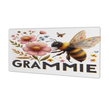 Imagem de Tapete de rato com flores de animais de abelha grande, impermeável, tapete protetor de mesa estendido para computador, base de borracha antiderrapante para escritório, computador, teclado, laptop e