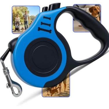 Imagem de Coleira Retrátil para Cães e Gatos – Guia Extensível 3m em Nylon com Trava Automática, Alça Antiderrapante e Mosquetão de Aço | Passeios Seguros e Confortáveis para Cães e Gatos