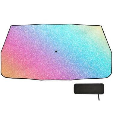 Imagem de Guarda-sol colorido com glitter para caminhão para-brisa proteção térmica guarda-chuva para carro 147.3 cm x 75.4 cm capa de proteção de janela para carro