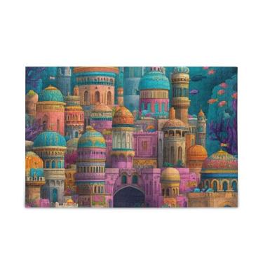 Imagem de 1000 peças de quebra-cabeças vibrantes de paisagem urbana subaquática de madeira e papel combinados para casais