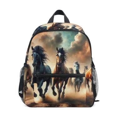 Imagem de GAIGEO Horses Running Animals Mini Kids Backpack with Whistle, Adjustable Chest Strap, Boy Backpack Lightweight & Compact for Ages 3-8