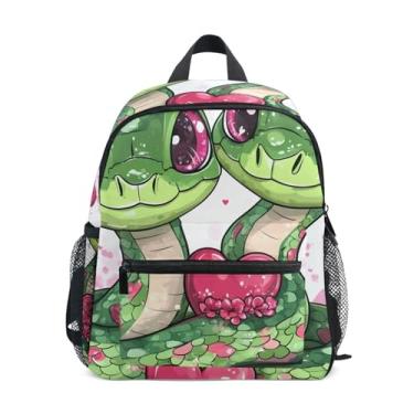Imagem de GAIGEO Cute Snakes Chinese Spring Festival Toddler Backpack, 10x4x12 In, Toddler Backpack for Girls Includes Water Bottle Pockets, Whistle Clip for Safety