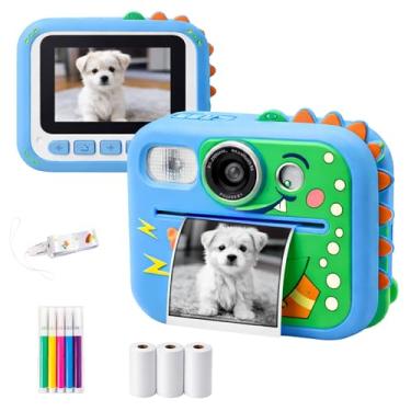 Imagem de Câmera Infantil Digital Portátil com Impressora Instantânea com Canetinhas, Câmera que Imprime na Hora (Dinossauro)