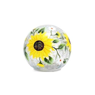 Imagem de YIYUKODO Lâmpada de bola de vidro crackle, globo iluminado de vidro, lâmpada de esfera de LED pintada à mão, esfera decorativa alimentada por bateria, luz noturna quente para sala de estar, quarto