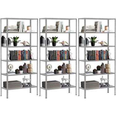 Imagem de 3 Estantes Para Almoxarifado Livros Sala Escritório Estoque Loja 6 Pra