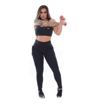 Imagem de Conjunto Top E Legging Bolso Compressão Cintura Alta Corrida - Element