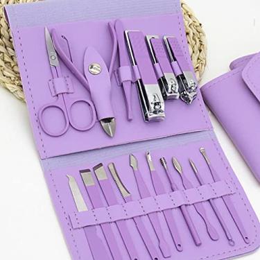 Imagem de Dioche Conjunto de Cortadores de Unhas de Aço, 16 Peças, Kit Profissional de Manicure e Pedicure Com Estojo Elegante, para Homens, Mulheres, Viagens, Presente de Escritório Em Casa (PURPLE)