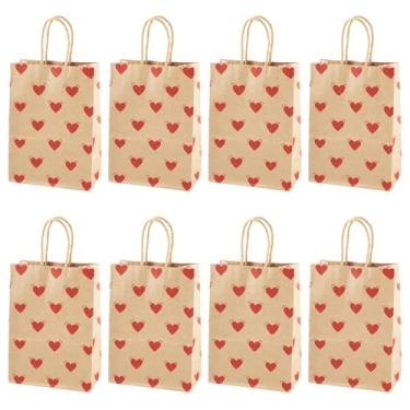 Imagem de Cheriswelry 10 sacos de presente de dia dos namorados, sacos de papel com estampa de coração, 8 x 15 x 21 cm, sacola de compras com alças, suprimentos de lembrancinha de festa para casamento