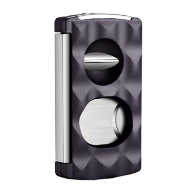 Imagem de JDIME Cortador de charutos portátil 4 em 1 em V suporte de tesoura perfurador de aço inoxidável lâmina afiada acessórios de viagem para fumar caixa de presente (F)