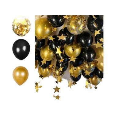 Imagem de Balões De Metal Espesso Preto, Dourado, Prata E Branco, 43 Peças Para 