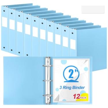 Imagem de Henoyso 12 peças de fichários de 3 anéis redondos de 5 cm, fichários flexíveis de plástico a granel, serve para papel de carta 21 x 28 cm, comporta até 225 folhas com 1 bolso para escritório escolar