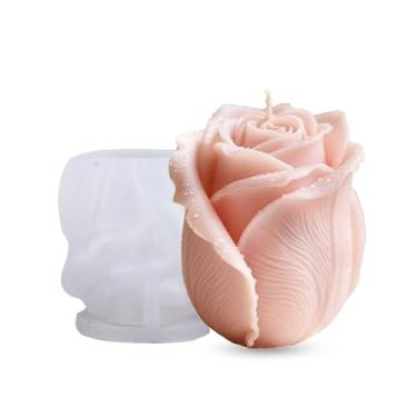 Imagem de Molde de silicone rosa 3D para velas e sabão, molde de artesanato DIY para Dia dos Namorados, molde de ornamento reutilizável flexível para resina epóxi, cera, decoração de casa