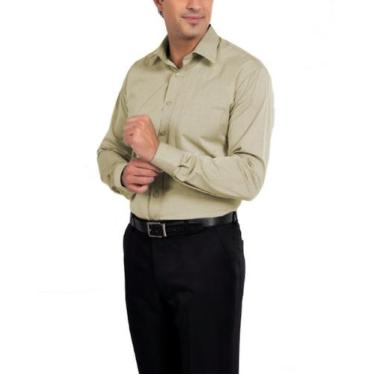 Imagem de Camisa Social Manga Longa 100% Microfibra Masculina Bege Claro Creme -
