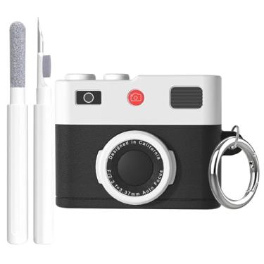 Imagem de Aircawin Capa para Airpods 4, linda capa de desenho animado de câmera para AirPods 4ª geração, capa de silicone premium com chaveiro e caneta para fones de ouvido sem fio, acessórios de fone de ouvido