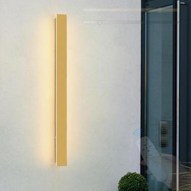 Imagem de Luzes de parede LED externas com controle remoto reguláveis arandelas de parede modernas de alumínio IP65 à prova d'água, iluminação interna/externa para corredores, varandas, terraços (ouro, 60 cm)